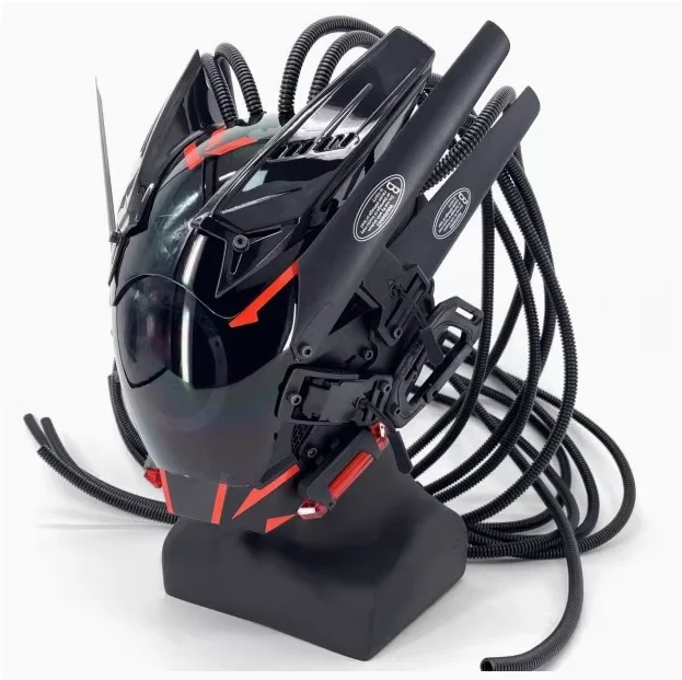 New Design Fashion Luminous Cyberpunk Cosplay Helmet Mask Plastic LED Phantom Samurai Halloween Carnival Party Light Bar Mask