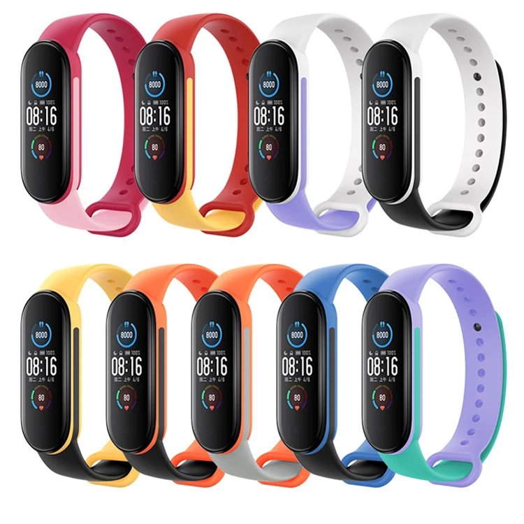  Ремешок Belden для Xiaomi Mi Band 5 6 спортивный мягкий силиконовый сменный двухцветный браслет