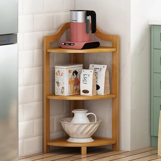 High Quality Wooden tripod floor-standing storage shelf Display Rack Shelf for study/bathroom