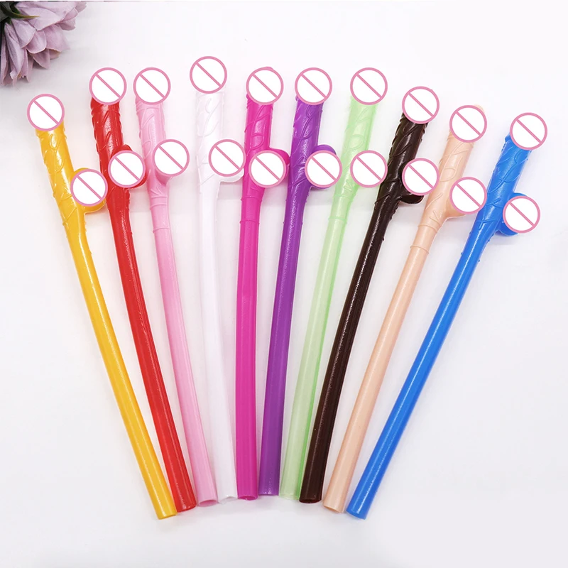 10Pcs Drinking Penis Straws Bridal Shower Sexy Hen Night Willy Penis Novelty Nude Straw for Bar Bachelorette Party Supplies