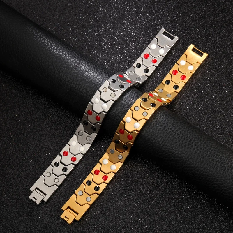 
Wholesale Mens Titanium steel Magnetic Energy Negative Ion Far Infrared Bracelet Health Medical 