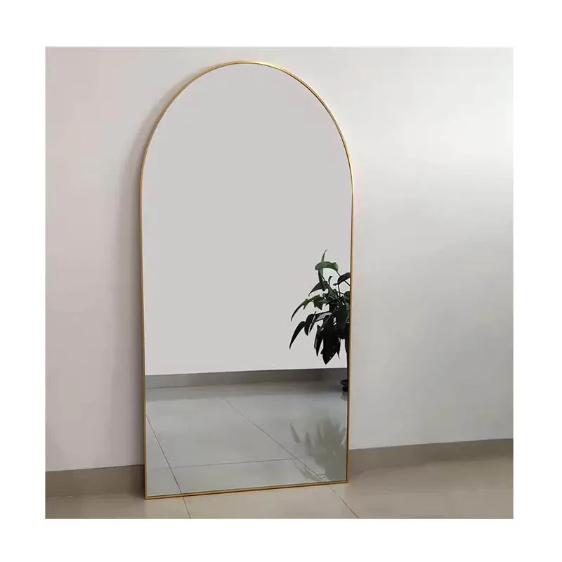 custom modern design large big metal framed gold arched full length long bathroom floor standing hanging wall decor mirrors