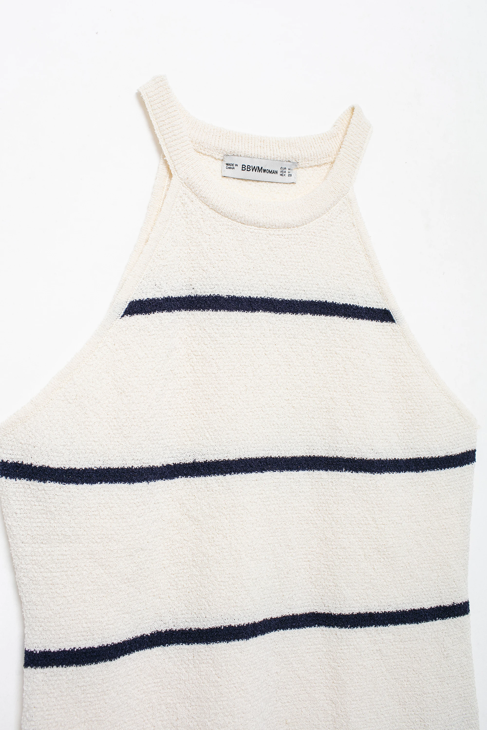 Crew neck beige black color sleeveless knitted casual fashion sweater vest for women