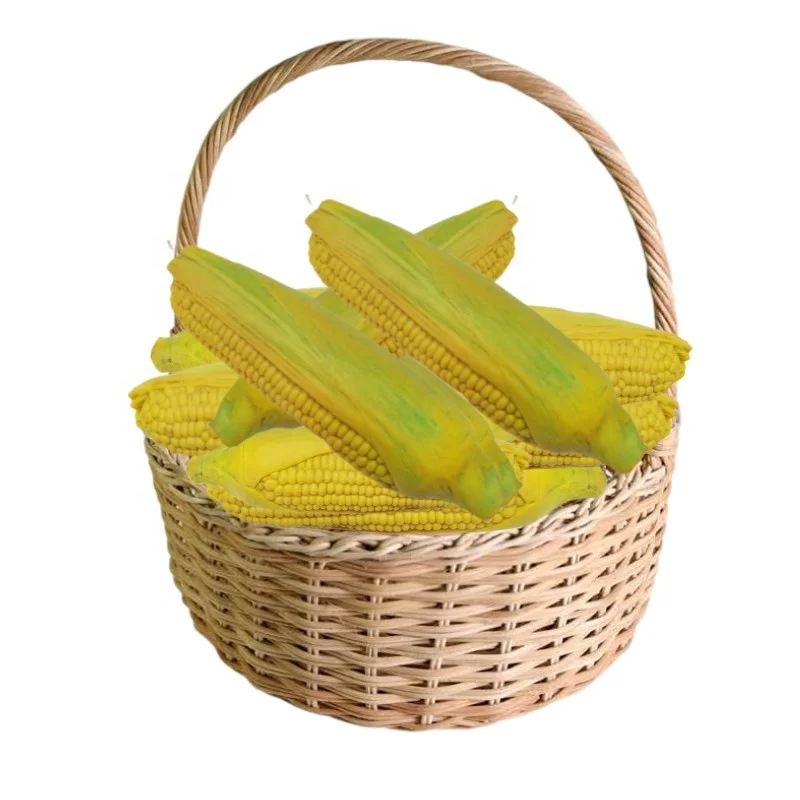 Customized dog toy realistic-looking corn non-toxic soft latex rubber dog squeaky chew toy