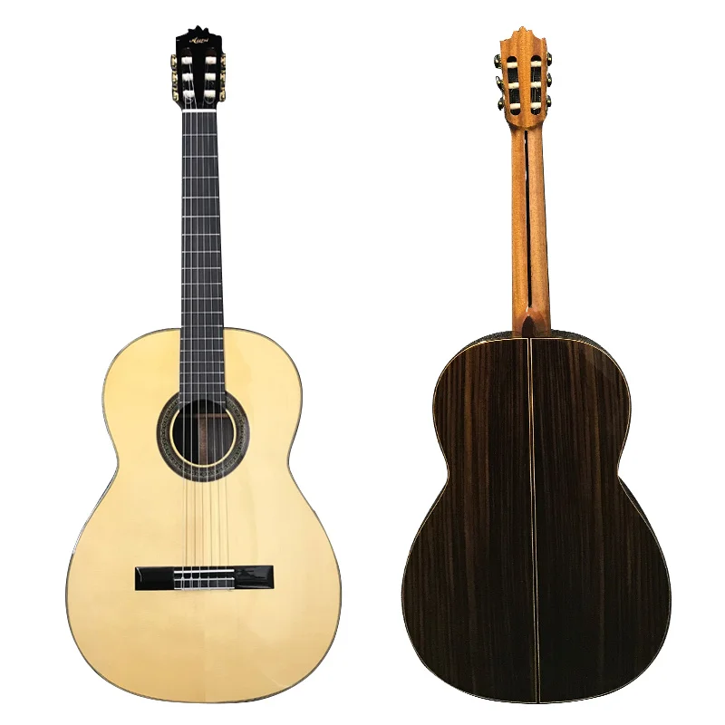 wholesale price custom made all solid Gloss Spruce top Indian Rosewood Body nylon string handmade high level classical guitar