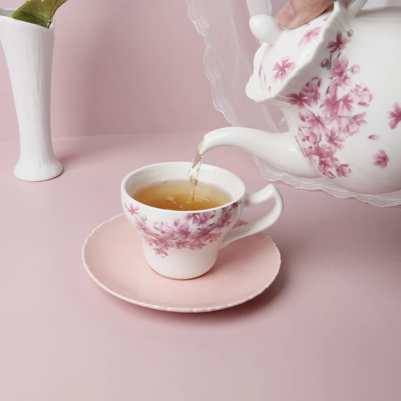 SU92 Wholesale Porcelain High End Ceramic Afternoon Coffee Cup And Saucer Tea Set