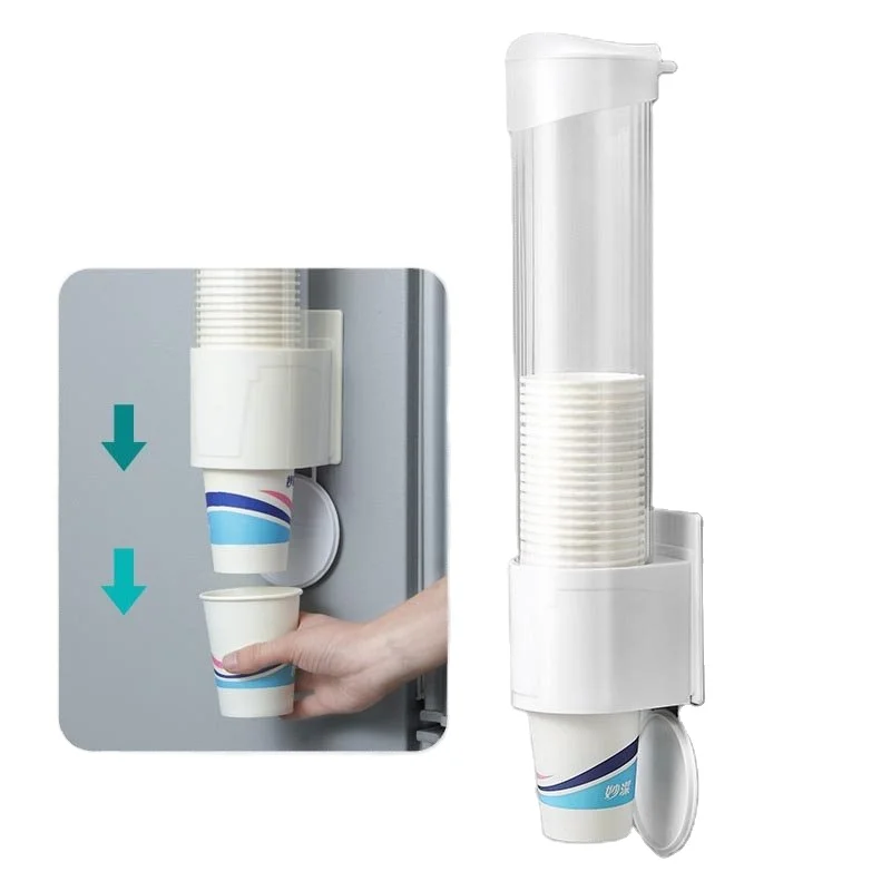 Paper Cup Dispenser Wall Mounted Container Hotel Office Disposable Cup Storage Rack Dustproof Holder Space Saving Organizer