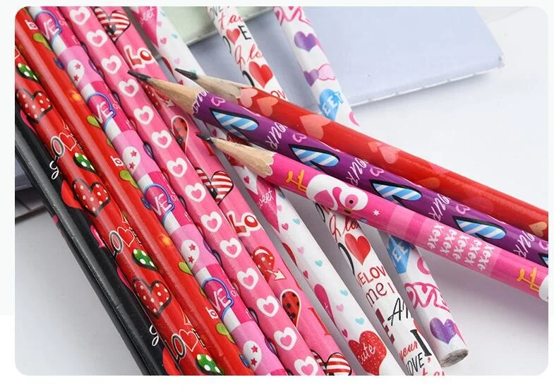 Elementary school students learn Xmas Wooden HB Pencils Christmas Valentine Halloween Easter cartoon 12 color pencil
