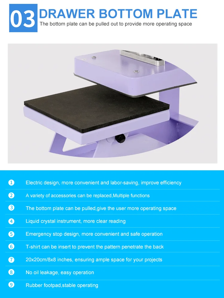 Good Quality Auto Open Hat\ Mug\Tshirt All in One 9 in 1 Combo Heat Press Machine