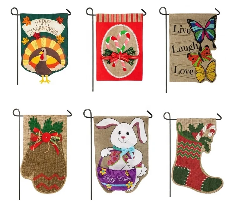 Прямая продажа с фабрики оптовая дешевый двухсторонний декоративный Садовый флаг из мешковины 12 х18 дюймов