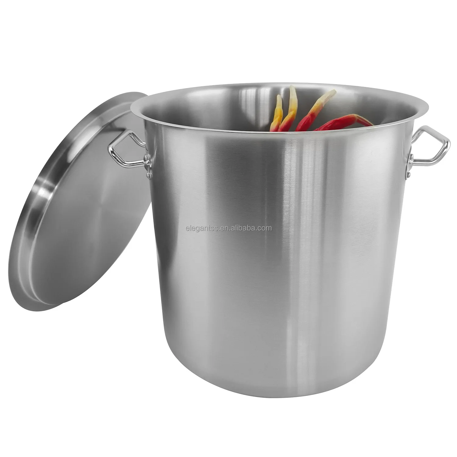 Elegant Cookware Commercial Induction Stainless Steel Soup Stock Pot With Cover Lid