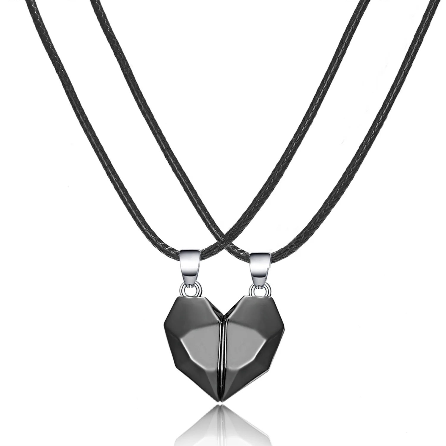 Dropshipping magnetic attractive necklace black and white wish stone couple splicing magnetic love necklace two sets N374-N375
