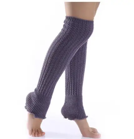 WIIPU Fashion Leg Warmers Woman Long Stockings Popular Hemp Flowers Knitting Step Foot Winter Warm Stocking