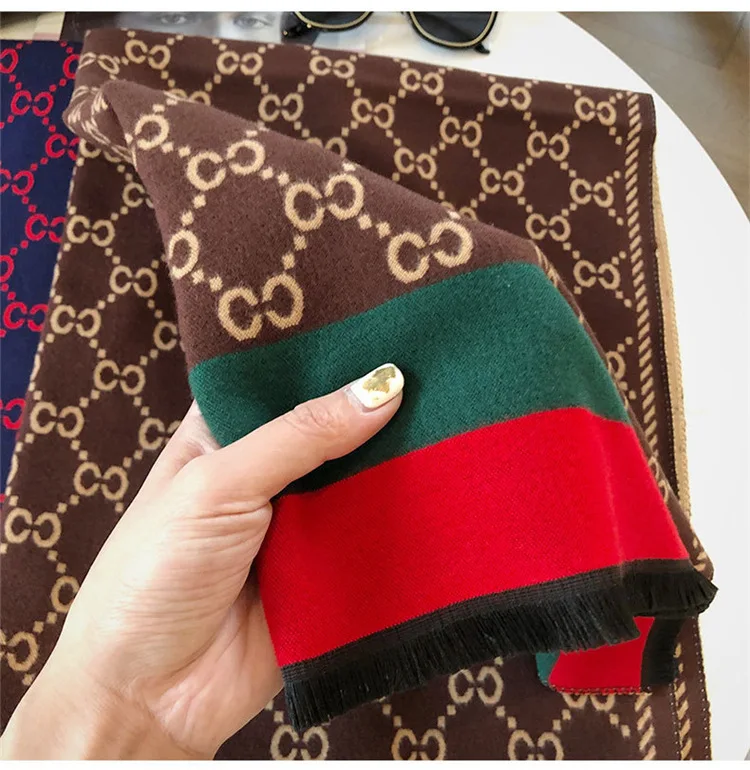 2023 Fashion  ladies square  wool cashmere scarf luxury winter designer scarves  shawls for women