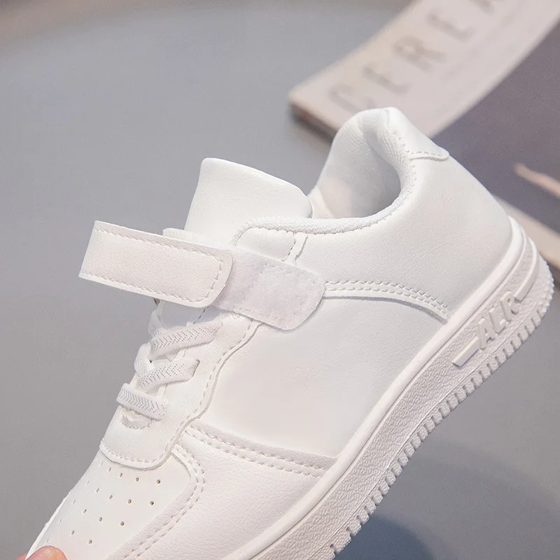 Wholesale leather sneaker children school walking shoes boys casual sport shoes Casual Board for Girls Pure White Running Shoes