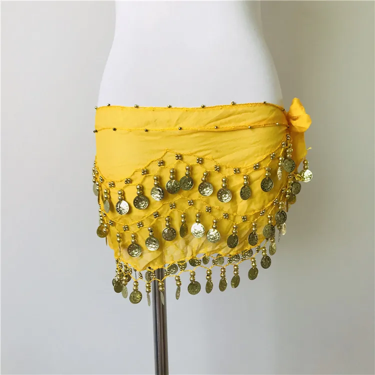 Hip Skirt Scarf Wrap Costume Rows Gold Coins Belly Dance Belt