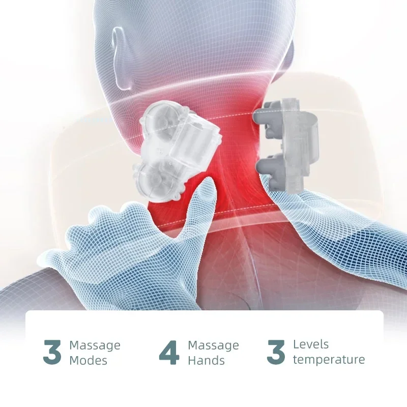 Shiatsu Neck Massager with Heat for Pain Relief Electric 6D Deep Tissue Kneading Massage Cervical Pillow Relieve Neck Fatigue