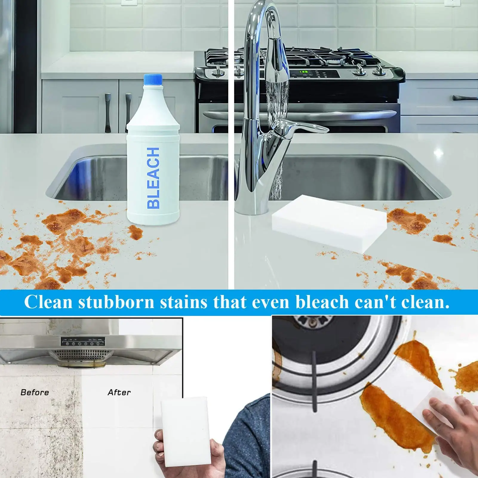 Magic Cleaning Sponges Eraser 100 Pack Premium Melamine Sponge Foam Cleaning Pads Dish Sponges For Kitchen