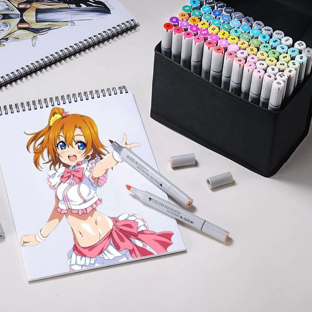 Permanent 128-Color Double Point Tip Set Alcohol-Based Art Markers with Paint Sharpie Marker Pen in a Convenient Box