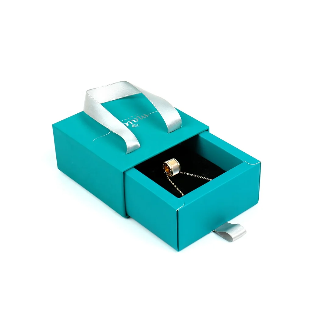 Factory Custom Printing Hard Rigid Cardboard Sliding Box With Ribbon Rope Gift Sleeve Drawer Box Packaging Jewelry Box Custom