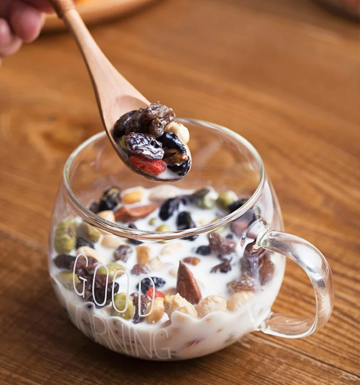 
wholesale Heat-resistant glass round Milk mugs breakfast cups good morning cups microwave oven glass cups 