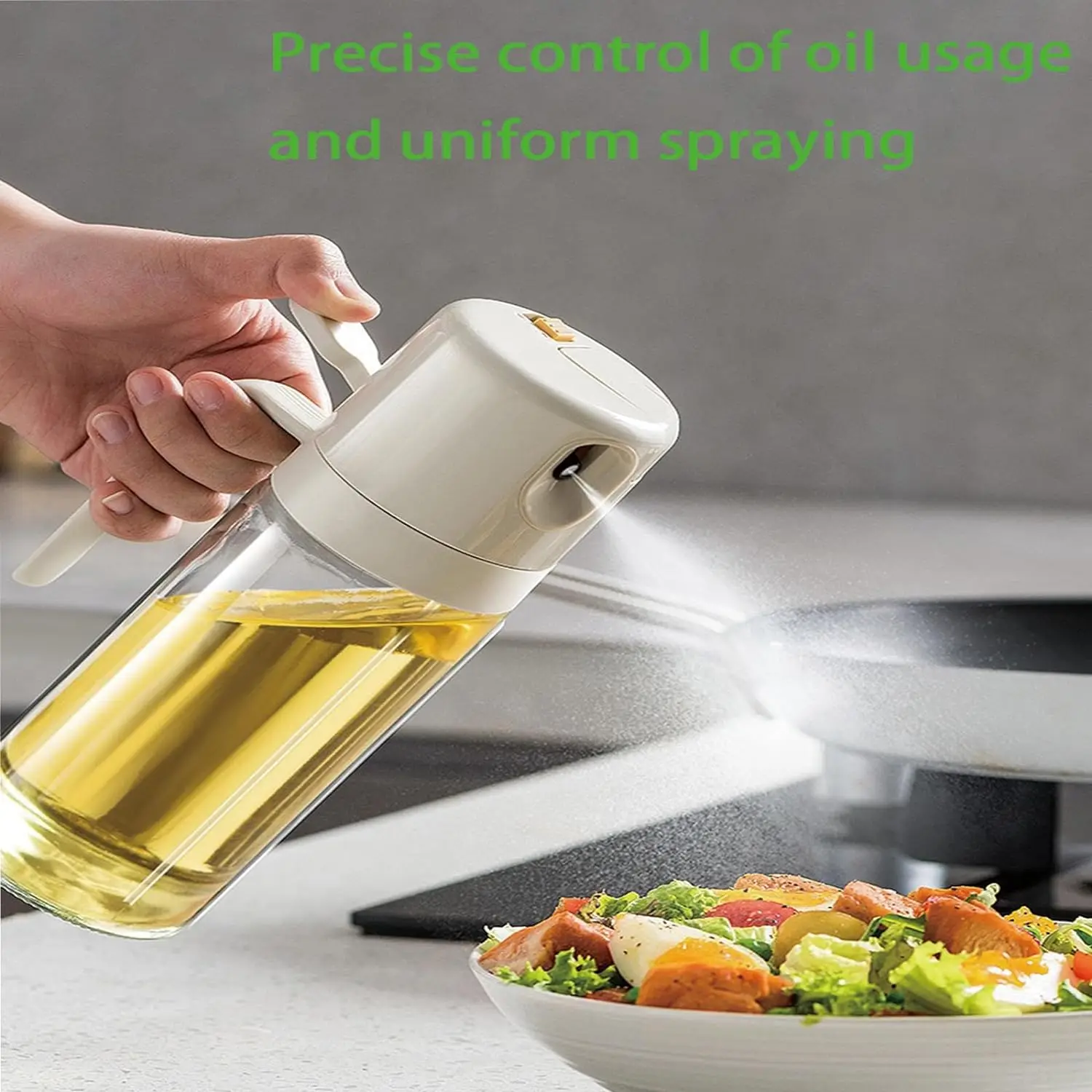 550ml 19.4 Oz 2 in 1 Olive Oil Dispenser Sprayer Bottle With Fine Mist Nozzle Oil Sprayer For Cooking