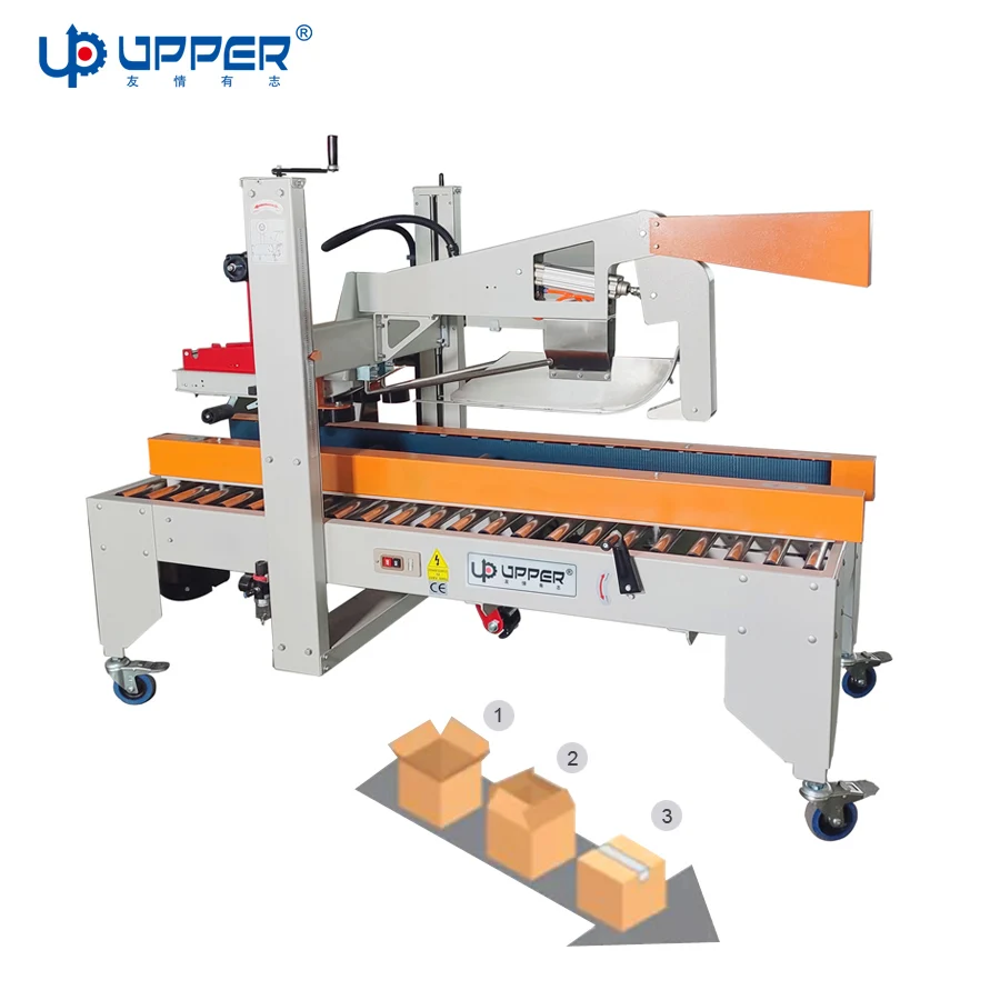 Top Bottom Tape Automatic Case Sealer UPPER Auto Box Carton Sealing Machine cookies chocolate food carton case sealer