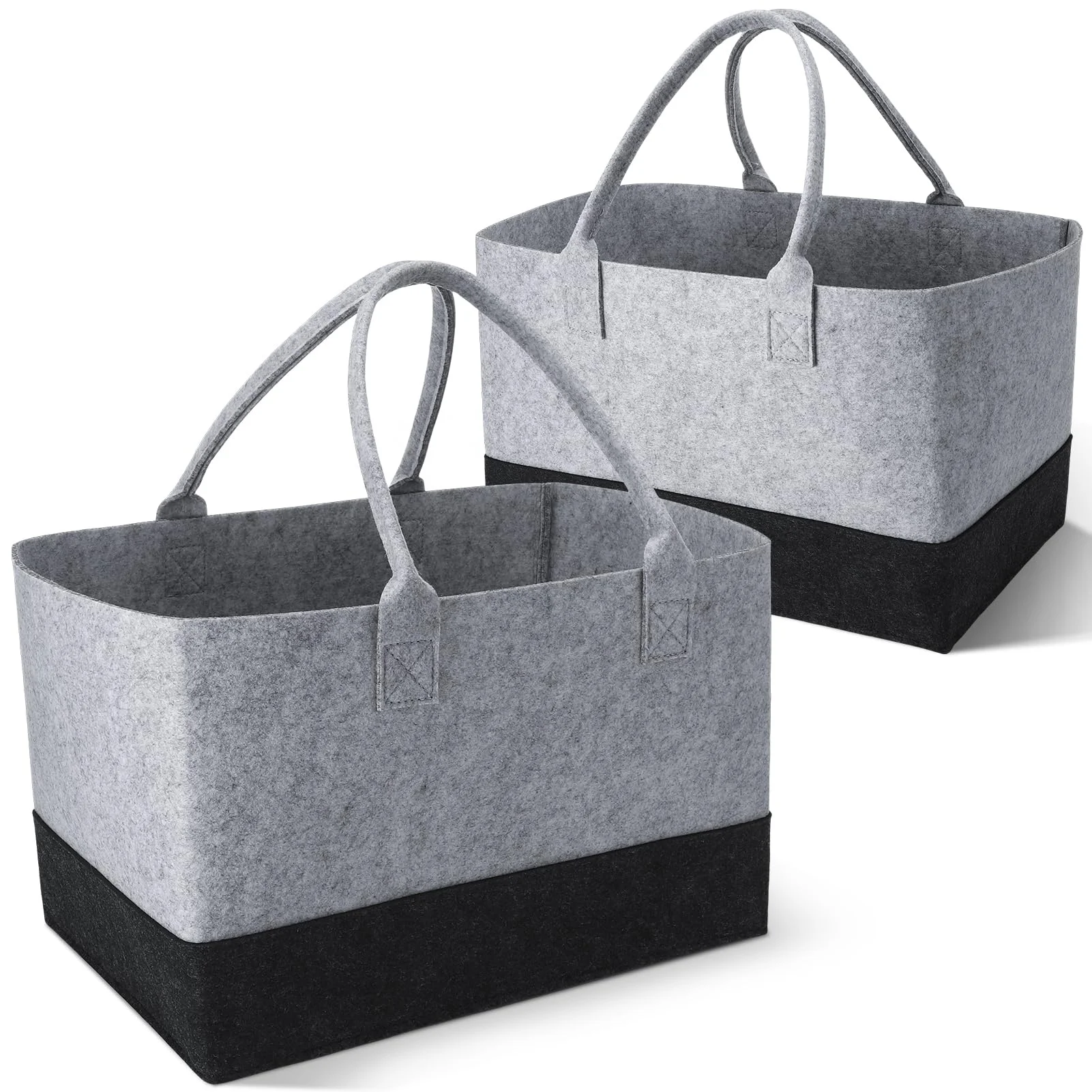 Large Felt Bag Shopping Bag Foldable Felt Storage Basket for Travelling Shopping Picnics Organizing Firewood Kids Toys Clothes