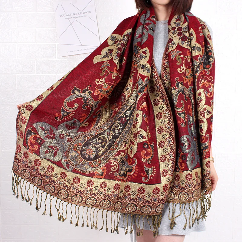High quality pashmina scarf paisley chinese style lady fashion shawls