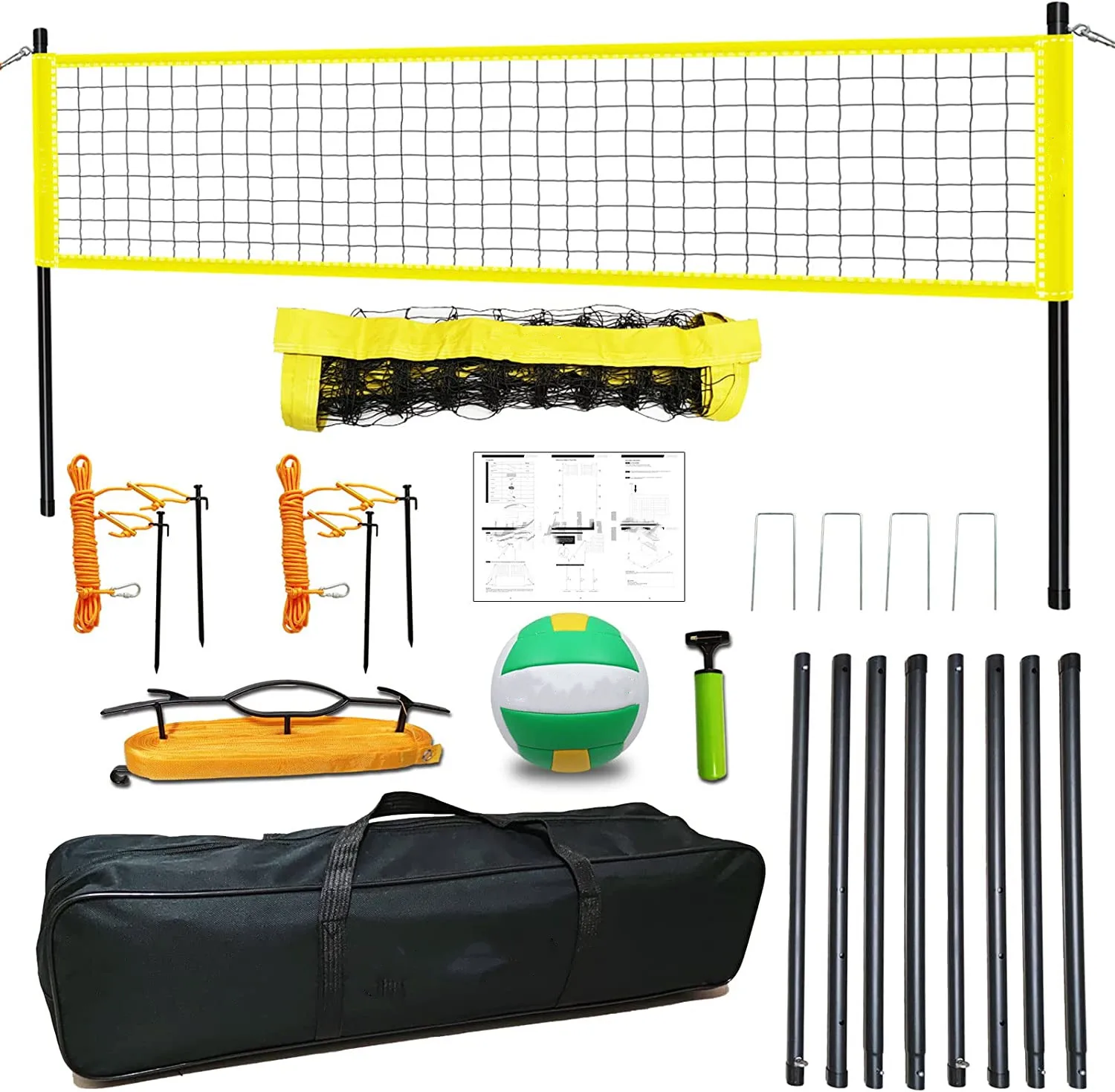 VN10A Adjustable Tennis Net Volleyball Net Badminton Net, Outdoor Portable Volleyball Net Set System