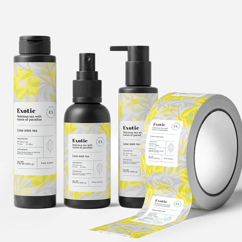 Custom Logo vinyl waterproof Printed shampoo pump water plastic bottle product Adhesive logo label sticker printing for bottles