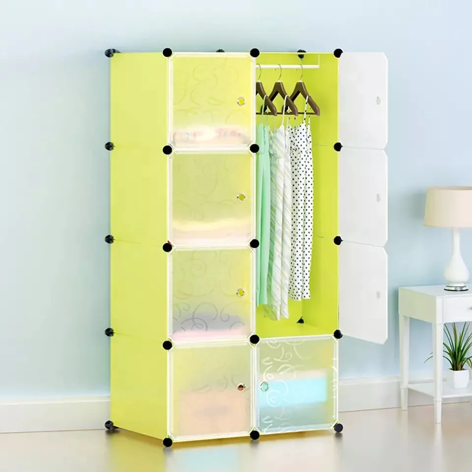 Multi-purpose Easy Installation 2022 Plastic Wardrobe Cabinet Kids Clothes Hanging 6 Doors Baby Portable Wardrobe