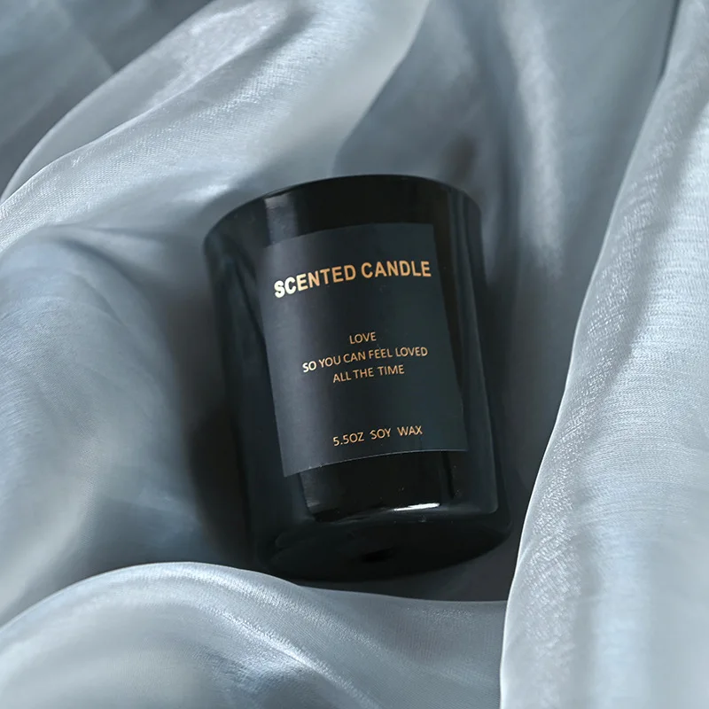 Luxury Custom Matte Black Glass Scented Candle Private Label With Customized Packaging For Gift Home Decor