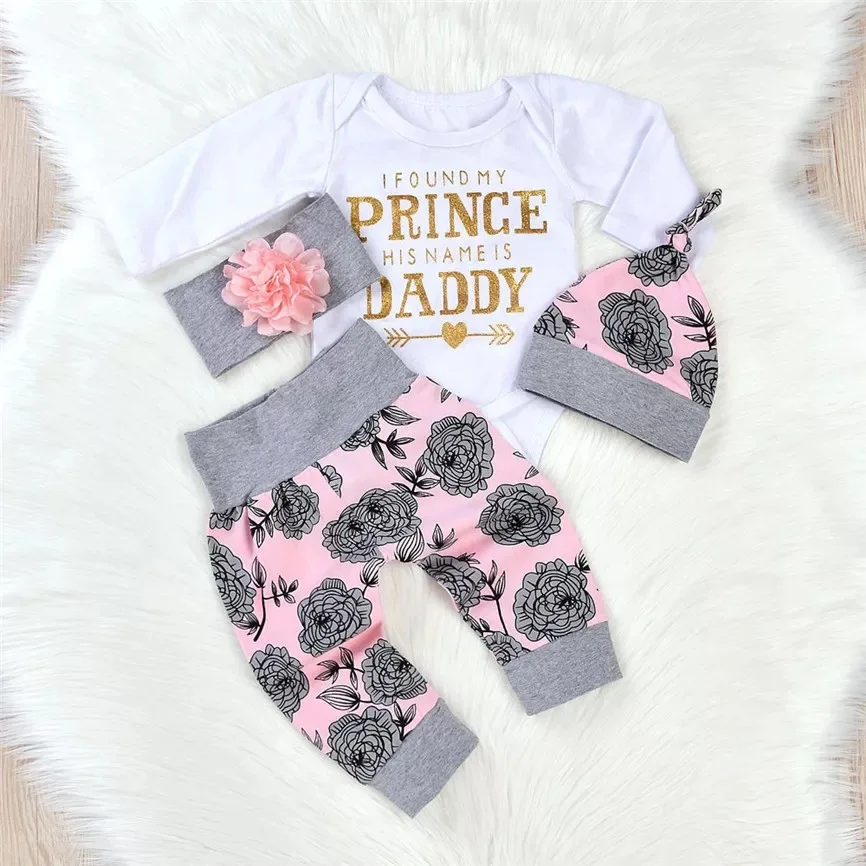 
Infant Toddler Baby Girl Romper Floral Cotton Newborn Ruffle Long Sleeve Bodysuit Winter 3PCS Baby Clothes Outfits Sets 