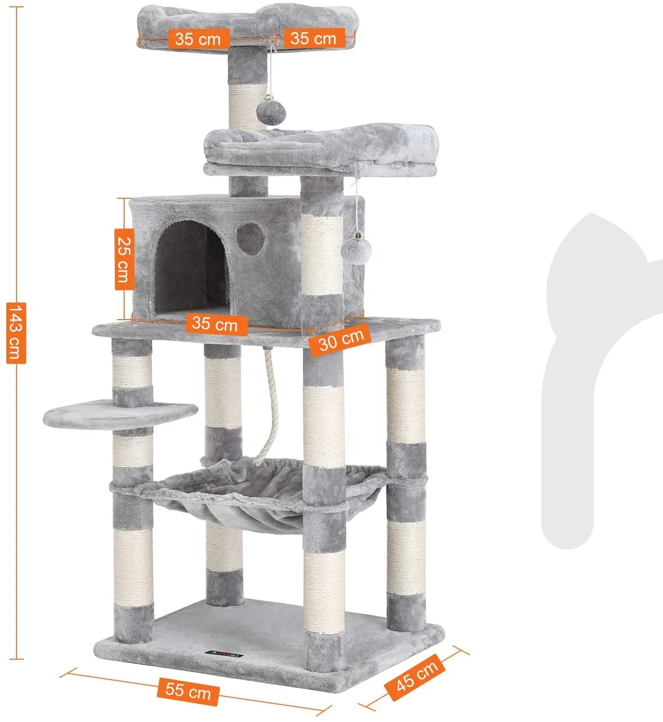 Sisal Warm Cat Scratch Tree, Stable Cat Tower with Cat Cave
