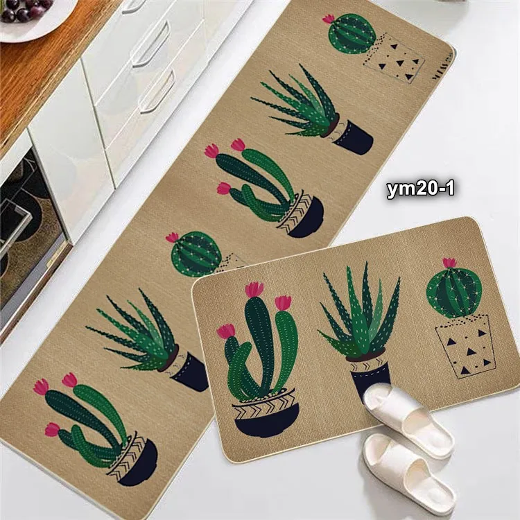 Custom Manufactures Top Quality Printed Kitchen Mat Sets Washable linen like Non-slip Home Decorative  morden Carpet and Rug