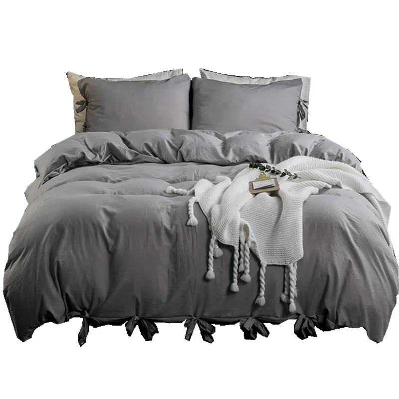 White gray lace-up webbing quilted Queen King Twin Full wihtout bedsheet comforter set sale bedding 3pcs