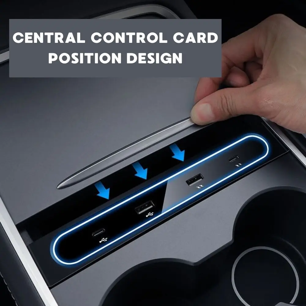 WZAUTO Hot Sale With Display Colorful Atmosphere Lights Fast Charging Central Control Expansion Dock USB Hub For Tesla Model 3/Y