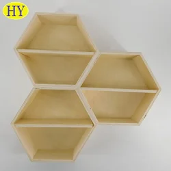 Подвесная Шестигранная сотовая кубическая деревянная настенная плавающая полка на заказ