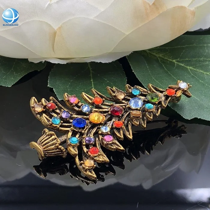Factory shiny metal diamond brooch for girl boy Christmas gift