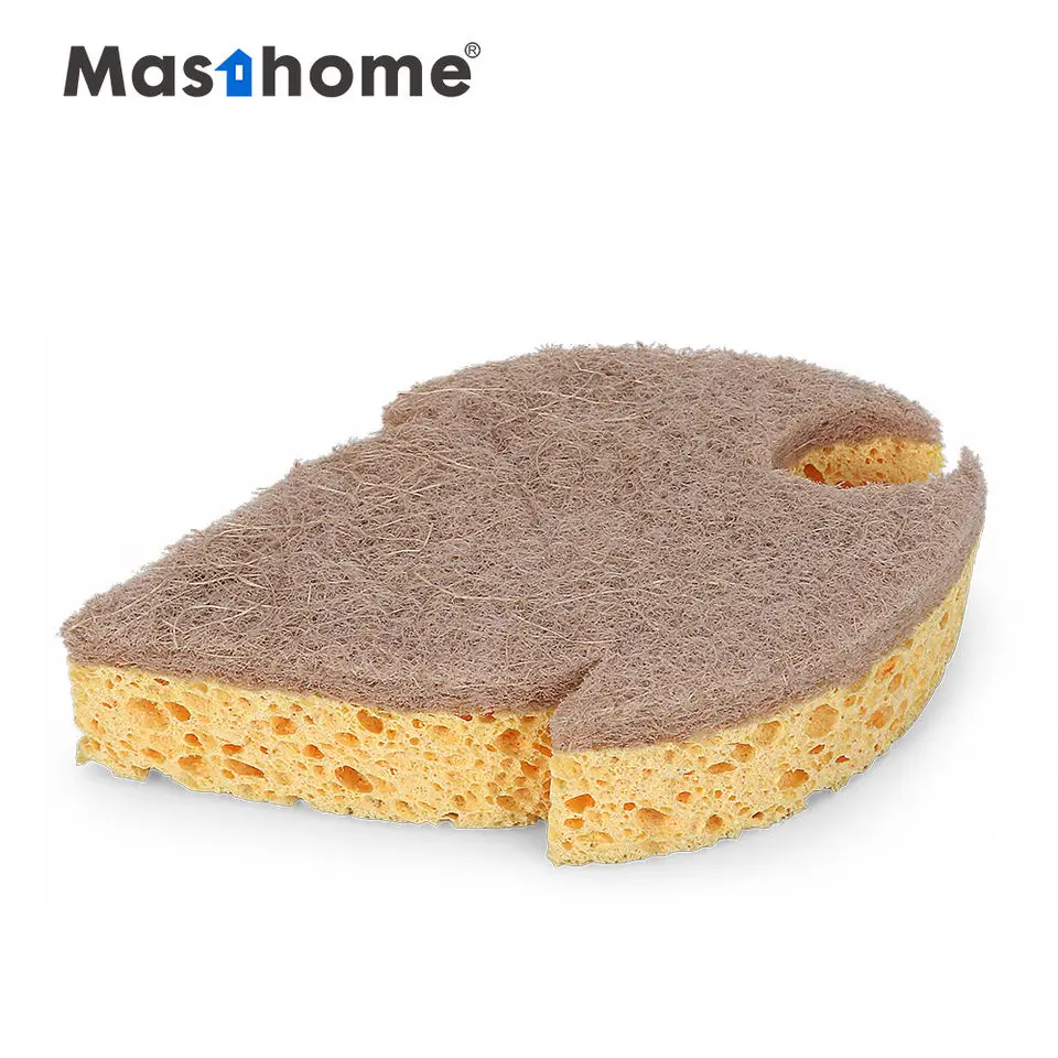Двусторонняя многоразовая губка Masthome из натуральной люфы для мытья посуды Кухонная Губка скребок с прокладкой