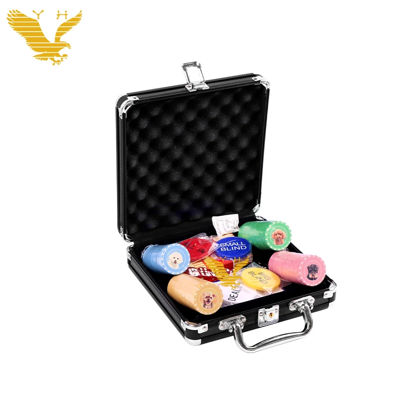 YH Wholesale 100 Pcs Poker Fichas Ceramic 10g Curved Hot Stamp Entertainment Ceramic Pet Poker Chip Sets