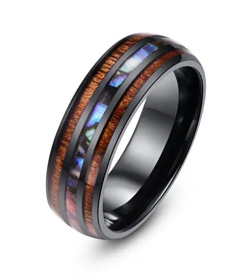 Personality Man Tungsten Steel Ring Dragon Grain Set Diamond Ceramic Wooden Ring