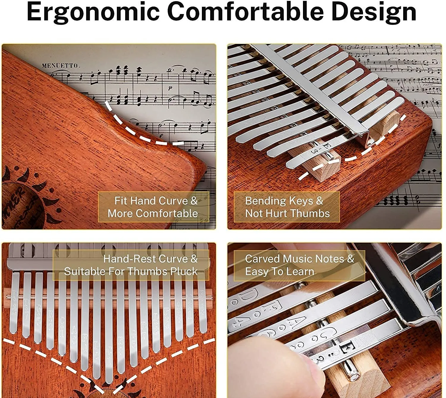 Walter high quality factory develops a new 17-key Mini Wooden Thumb  piano kalimba