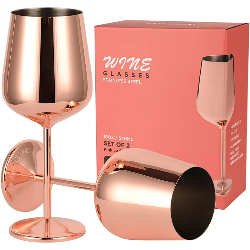 Customization Color and Logo Copper Wine Glasses Silver Champagne Flute Beverage Goblet Silver Coffee Mug 18oz Tumbler with Stem