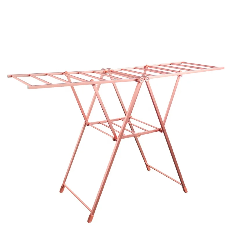 AL-7019W 2023 Hot Sale Aluminum Clothes Drying Rack Balcony Foldable Clothes Drying Rack Portable Mobile Clothes Airer