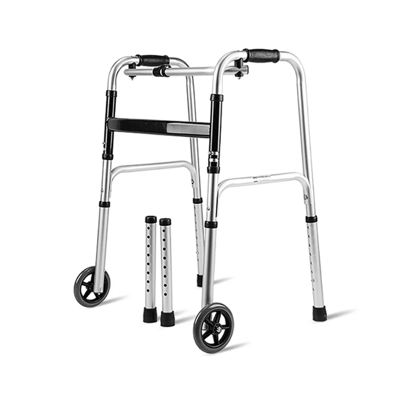 Adult Walking Aids 2 Wheels Folding Rehabilitation Walker Rollator With Seat Health Care Supplies Standing Frame Walker