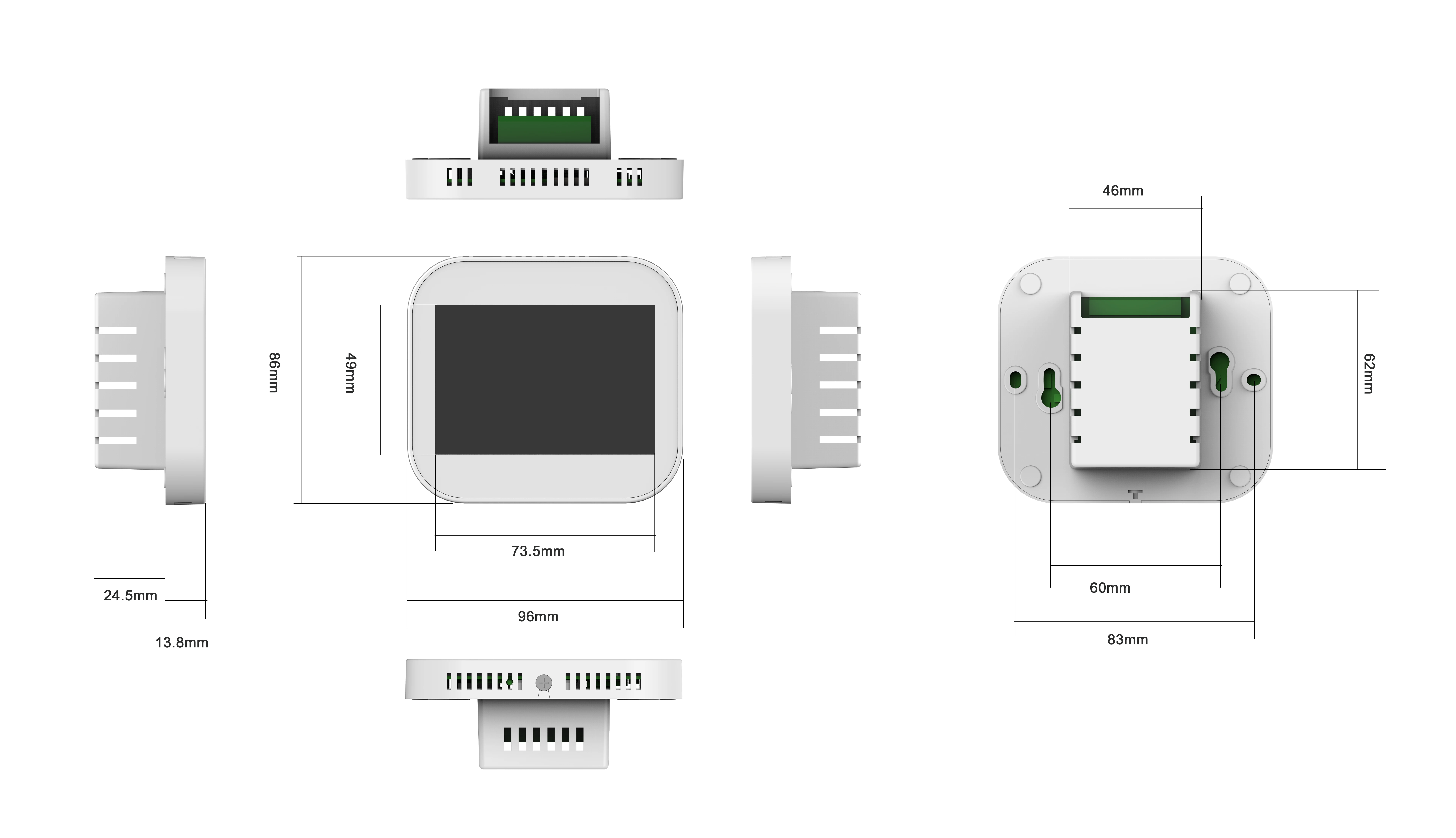 Wifi APP control Programmable Modbus TCP RS485  room digital FCU 0-10V or 3 speed Fan thermostat