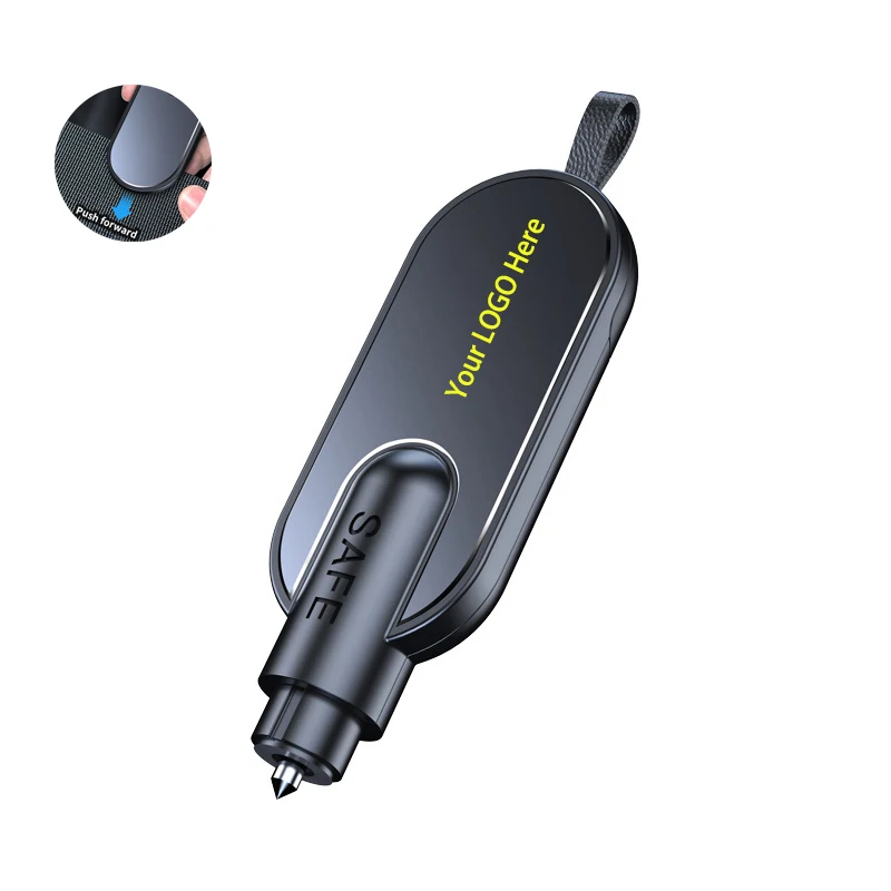 Logo Customized 2 in 1 Safety Hammer With Seat Belt Cutter ABS Aluminum Alloy Mini Glass Breaker Escape Emergency Tools For Car