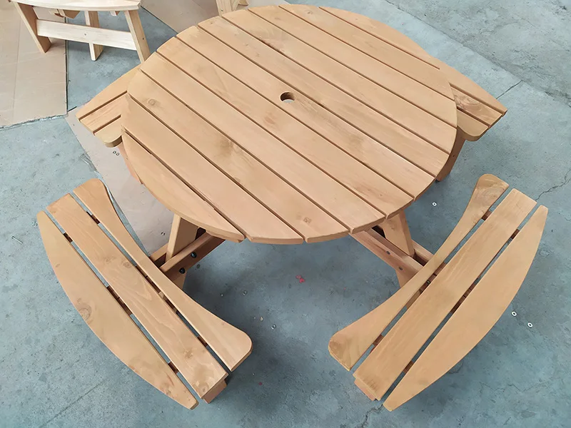 modern style high quality large commercial 8 seater hotel restaurant cafe BBQ outdoor furniture solid wood umbrella garden table